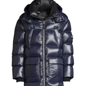 MACKAGE Kendrick Long Down Puffer Jacket Navy Blue Size 44 XL